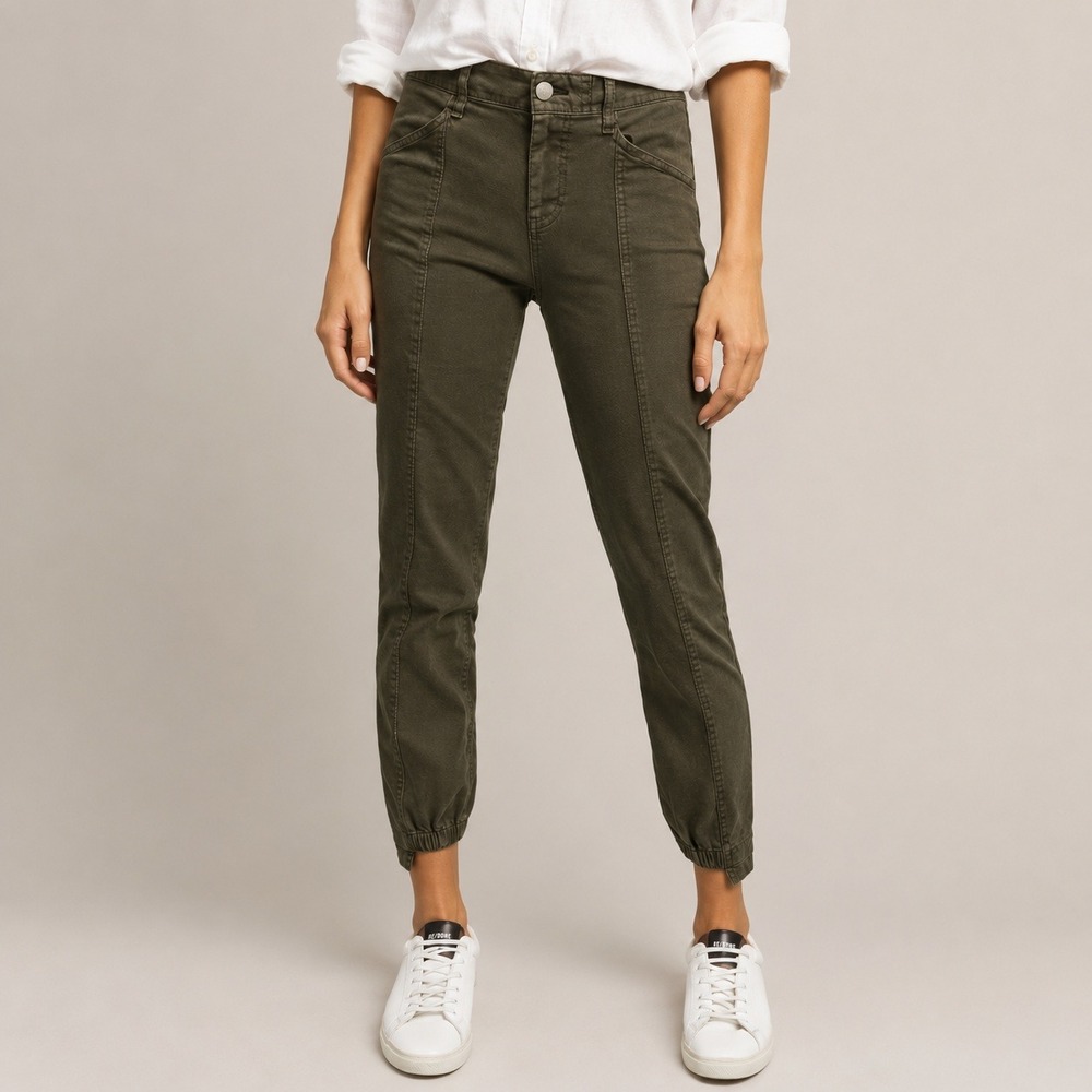 McGuire | Valenti Utility Style Jogger Cotton Pants in Olive Green